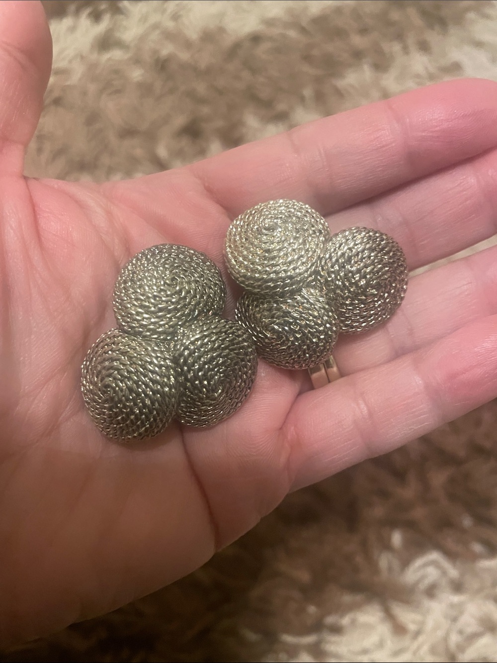 Vintage Braided Metal Cluster Clip-On Earrings - Gold Tone